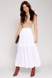 Gilli Elastic Waist Merrow Edge Tiered Midi Skirt