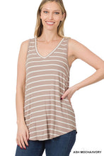 Load image into Gallery viewer, ZENANA STRIPE SLEEVELESS V-NECK TOP