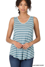 Load image into Gallery viewer, ZENANA STRIPE SLEEVELESS V-NECK TOP