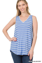 Load image into Gallery viewer, ZENANA STRIPE SLEEVELESS V-NECK TOP