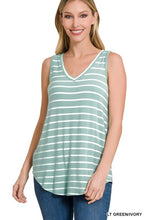 Load image into Gallery viewer, ZENANA STRIPE SLEEVELESS V-NECK TOP