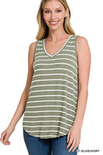 Load image into Gallery viewer, ZENANA STRIPE SLEEVELESS V-NECK TOP