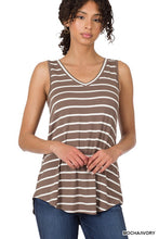 Load image into Gallery viewer, ZENANA STRIPE SLEEVELESS V-NECK TOP