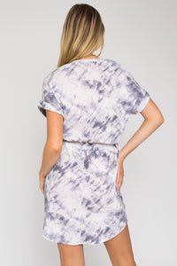 Gilli SHORT DOLMAN, ROLL-UP SLEEVE, SIDE TIE WAIST DRESS