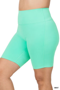 ZENANA PLUS ATHLETIC HIGH RISE BIKER SHORTS