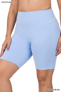 ZENANA PLUS ATHLETIC HIGH RISE BIKER SHORTS