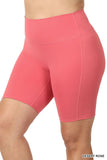 ZENANA PLUS ATHLETIC HIGH RISE BIKER SHORTS