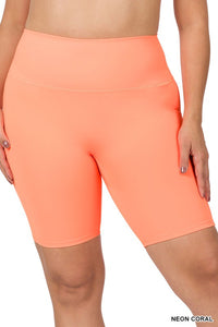 ZENANA PLUS ATHLETIC HIGH RISE BIKER SHORTS