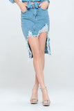 Blue Age FRONT DESTROYED DENIM SKIRT