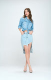 Blue Age FRONT DESTROYED DENIM SKIRT