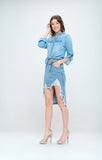 Blue Age FRONT DESTROYED DENIM SKIRT