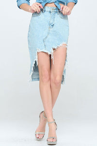 Blue Age FRONT DESTROYED DENIM SKIRT