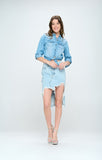 Blue Age FRONT DESTROYED DENIM SKIRT