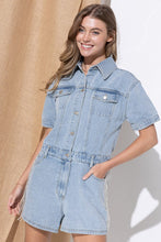 Load image into Gallery viewer, Blue B Washed Denim Overall Romper