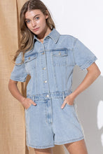 Load image into Gallery viewer, Blue B Washed Denim Overall Romper