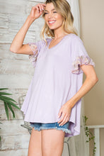 Load image into Gallery viewer, Orange Farm Clothing Ruffle Sleeve Contrast V Neck