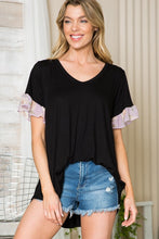 Load image into Gallery viewer, Orange Farm Clothing Ruffle Sleeve Contrast V Neck