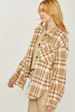 Love Tree Woven Yarn Dye Long Sleeve Shacket