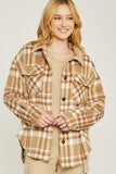 Love Tree Woven Yarn Dye Long Sleeve Shacket