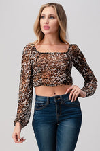 Load image into Gallery viewer, Orange Farm Clothing Leopard Mesh Crop Top