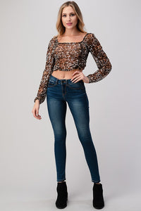 Orange Farm Clothing Leopard Mesh Crop Top