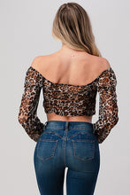 Load image into Gallery viewer, Orange Farm Clothing Leopard Mesh Crop Top