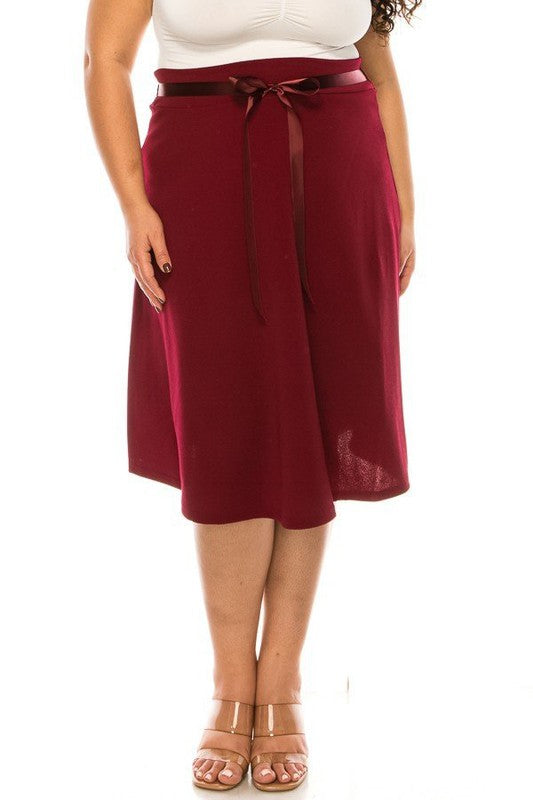 Moa Collection Plus size, solid, A-line, knee length skirt