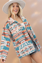 Load image into Gallery viewer, Blue B Aztec Western Shacket in Teal