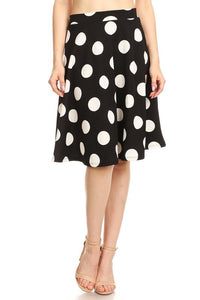 Moa Collection Polka dot printed high waisted knee length skirt