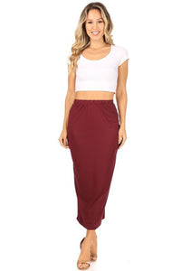 Moa Collection Solid Midi Pencil Skirt