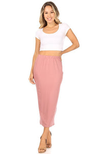 Moa Collection Solid Midi Pencil Skirt