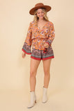 TIMING BOHO BRUNCH FLORAL  PRINT ROMPER