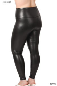 ZENANA PLUS HIGH RISE FAUX LEATHER LEGGINGS