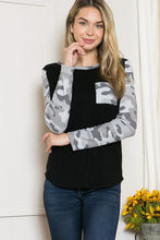 Load image into Gallery viewer, Orange Farm Clothing Textured Camo. Print Contrasted Sweater Knit Top