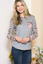 Load image into Gallery viewer, Orange Farm Clothing Textured Camo. Print Contrasted Sweater Knit Top