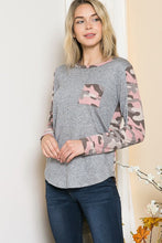 Load image into Gallery viewer, Orange Farm Clothing Textured Camo. Print Contrasted Sweater Knit Top