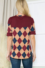 Load image into Gallery viewer, Orange Farm Clothing Argyle Print Button Front Jersey Top