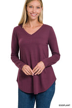 Load image into Gallery viewer, ZENANA Long Sleeve V-Neck Round Hem Top