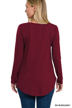 Load image into Gallery viewer, ZENANA Long Sleeve V-Neck Round Hem Top