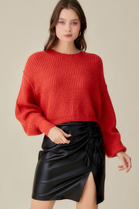 Mustard Seed ROUND NECK CROP SWEATER TOP