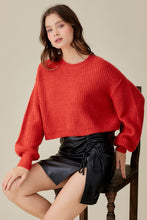 Load image into Gallery viewer, Mustard Seed ROUND NECK CROP SWEATER TOP