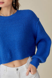 Mustard Seed ROUND NECK CROP SWEATER TOP