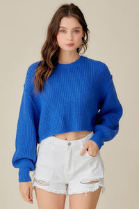 Mustard Seed ROUND NECK CROP SWEATER TOP