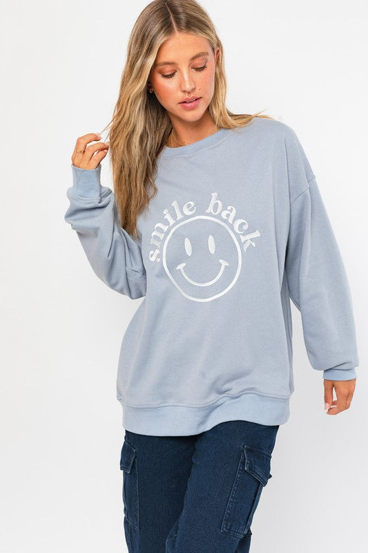 LETTER EMBROIDERY OVERSIZED SWEAT SHIRT