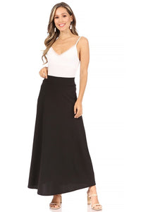 Moa Collection Solid, high waisted, A-line, midi skirt