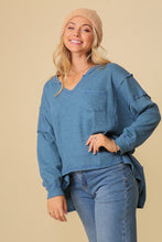 Load image into Gallery viewer, TIMING Thermal high low v-neck oversized top