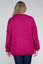 Load image into Gallery viewer, ZENANA Plus Oversized Round Neck Raw Seam Melange Sweater