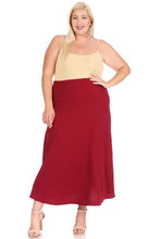 Load image into Gallery viewer, Moa Collection Plus size, solid, high waisted, A-line, midi skirt