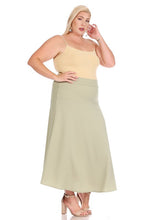 Load image into Gallery viewer, Moa Collection Plus size, solid, high waisted, A-line, midi skirt