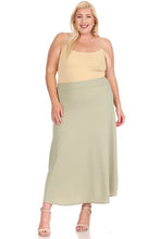 Load image into Gallery viewer, Moa Collection Plus size, solid, high waisted, A-line, midi skirt